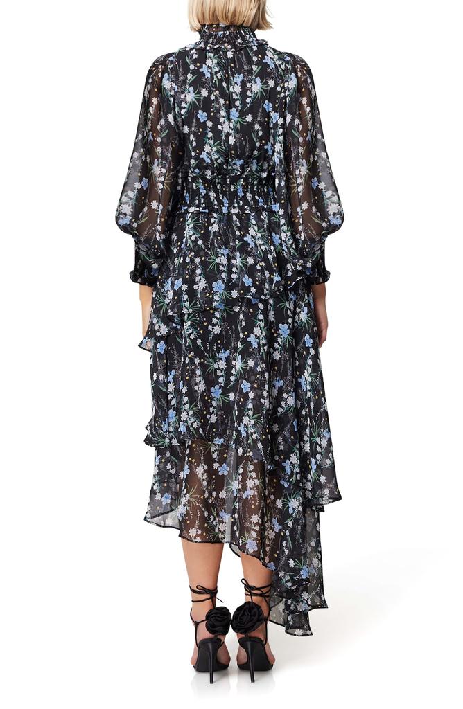 Elliatt Wistfully Floral Print Tiered Asymmetric Hem Dress