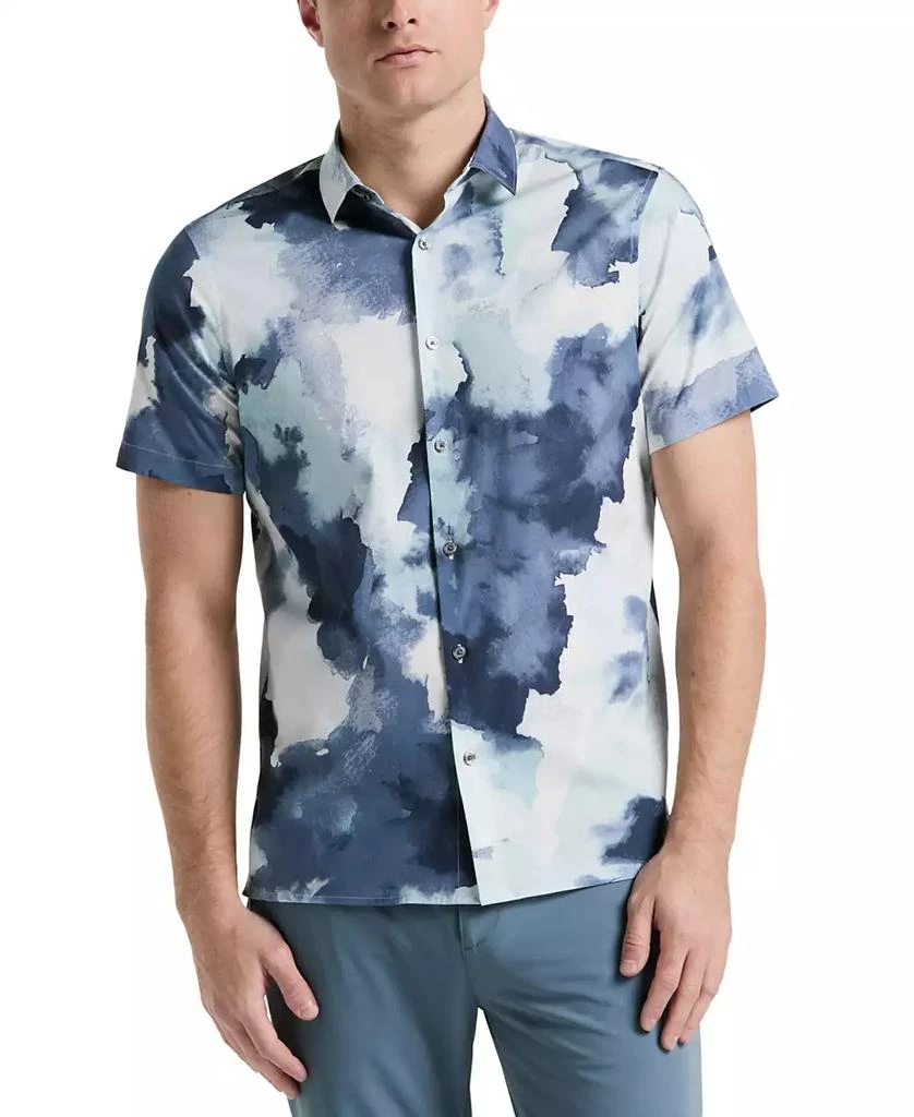 Perry Ellis Men's Short Sleeve Watercolor Print Button-Front Shirt 1