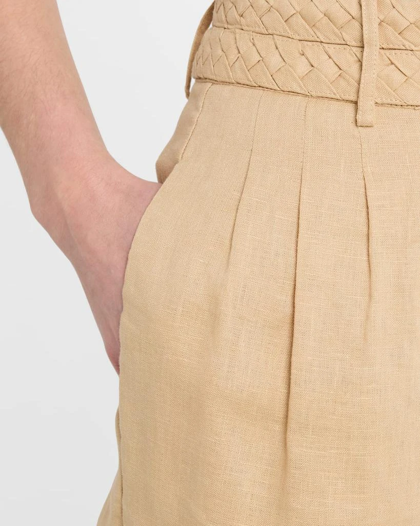 FIGUE Uma Braided Pleated Linen Shorts 5