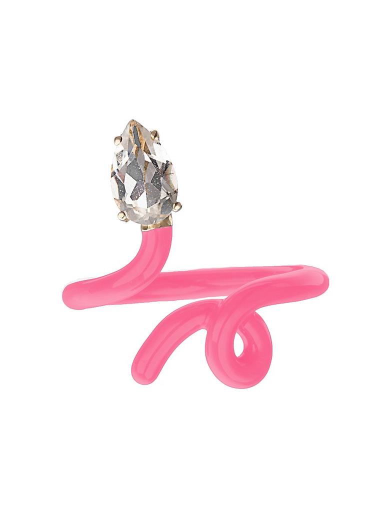 Bea Bongiasca You're So Vine Baby Vine 9K Yellow Gold, Rock Crystal & Enamel Ring