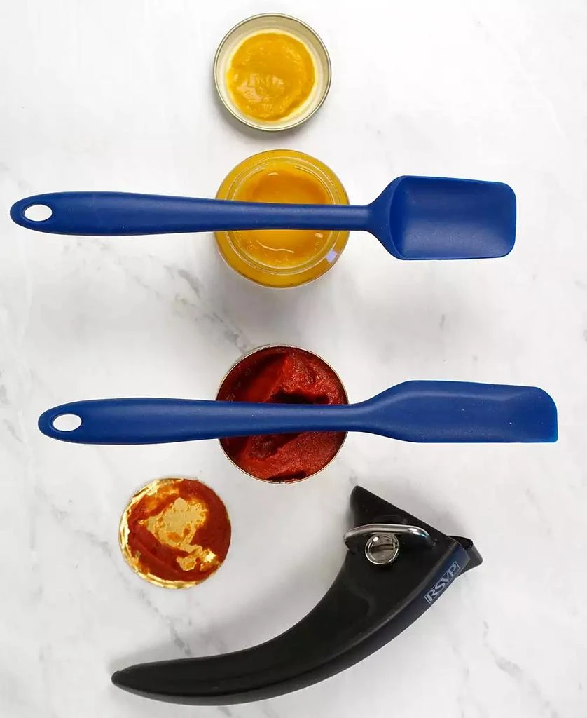 RSVP International Silicone Coated Steel 2 Piece 8" Ela Series Blue Mini Spatula Set 6