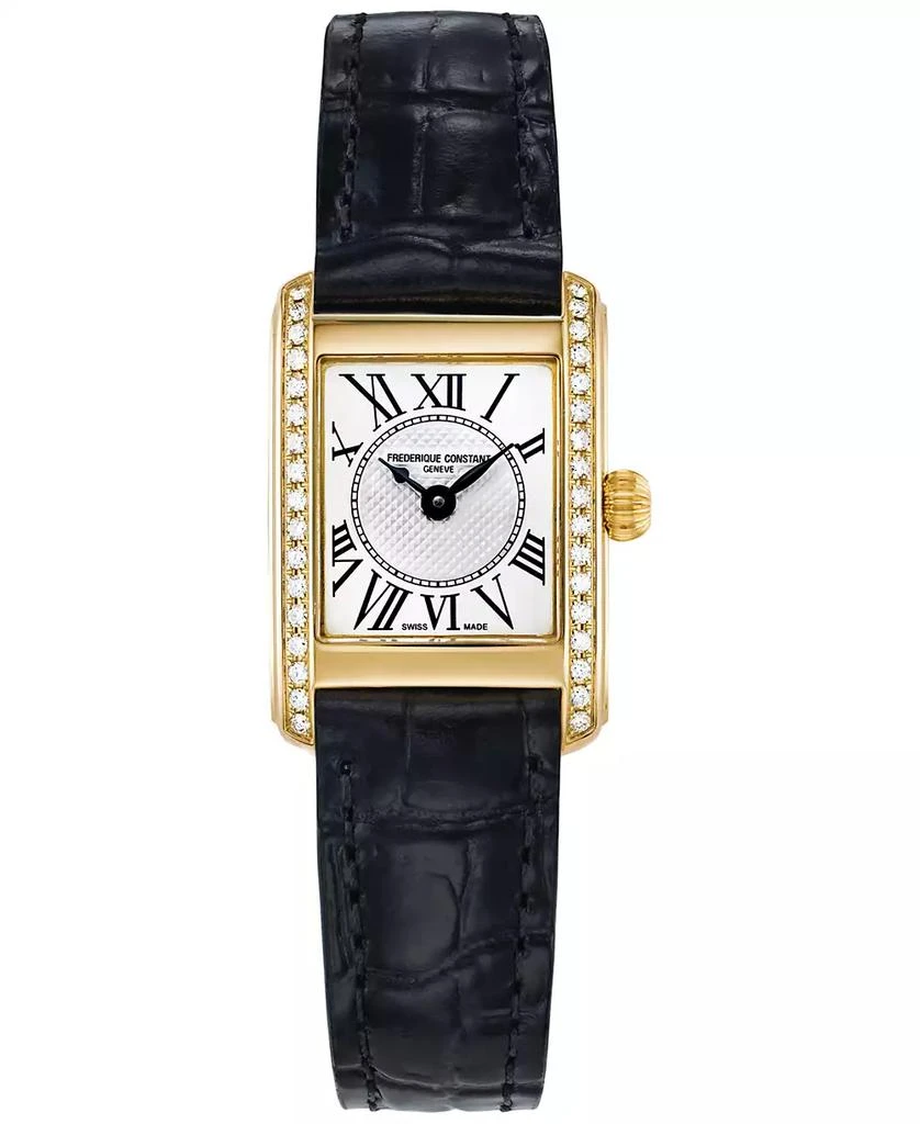 Frederique Constant Women's Swiss Classics Carree Diamond (3/8 ct. t.w.) Black Leather Strap Watch 23mm 1