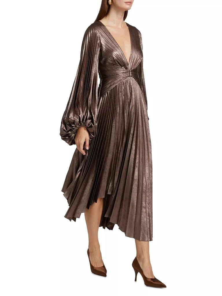 Acler Palms Pleated Satin Midi-Dress 4
