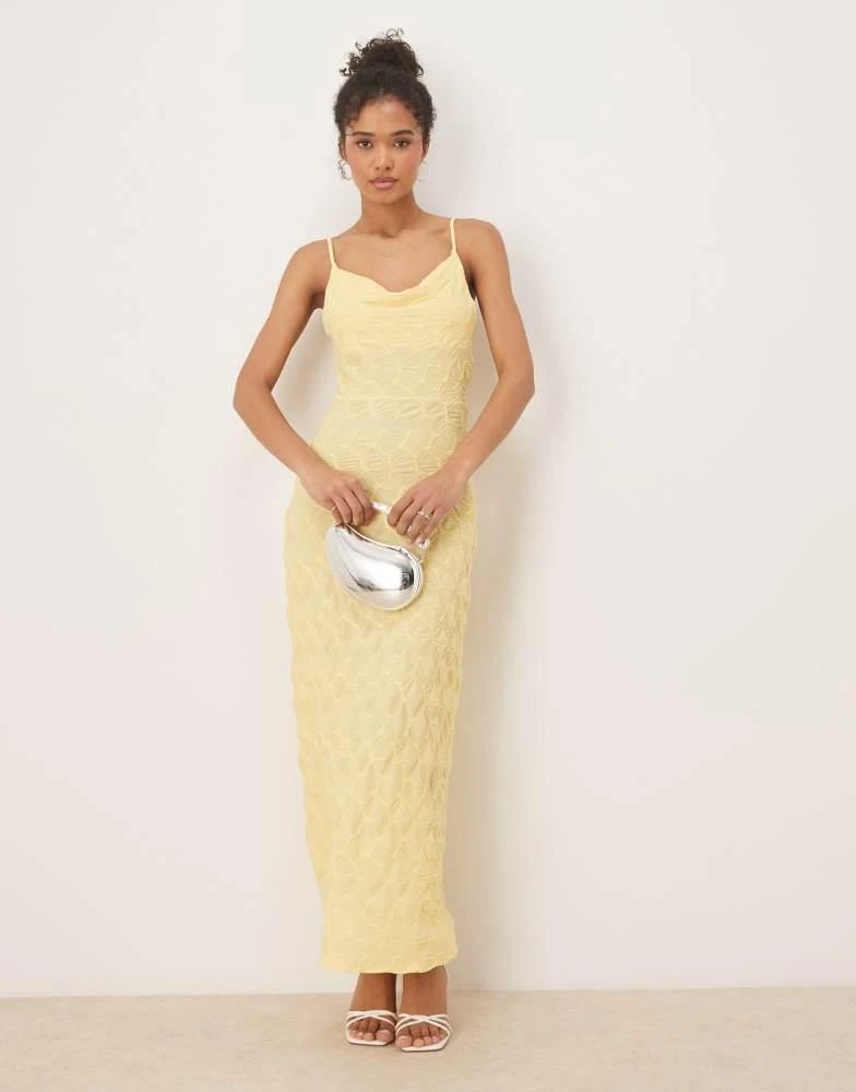 Vila Vila textured jersey cami maxi dress in pale yellow 2