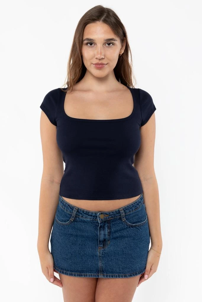 Los Angeles Apparel 43023 - Baby Rib Square Neck Cap Sleeve Tee 9
