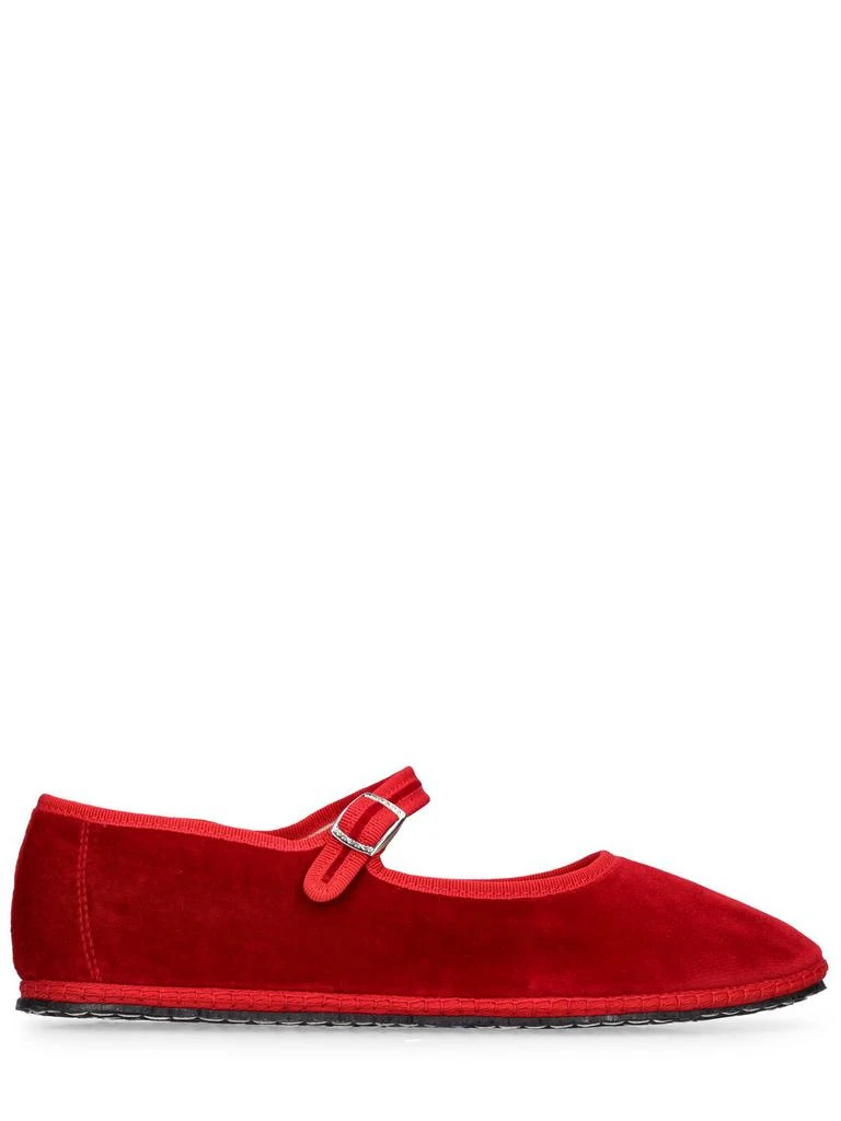 VIBI VENEZIA 10mm Mary Jane Rosso Velvet Slippers 1
