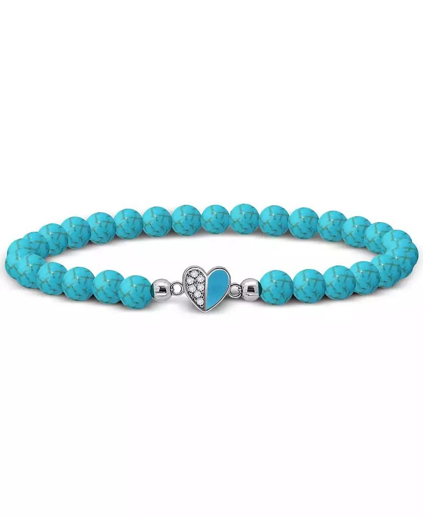 Giani Bernini Howlite Chryscolla Bead & Cubic Zirconia Heart Stretch Bracelet, Created for Macy's 1