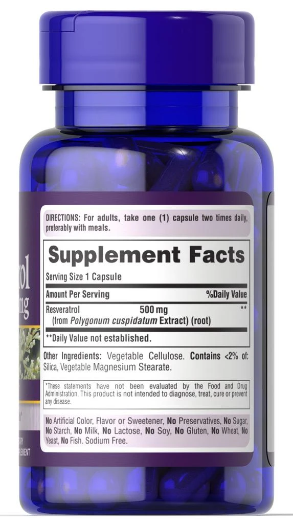 Puritan's Pride Resveratrol 500 mg 30 Capsules 4