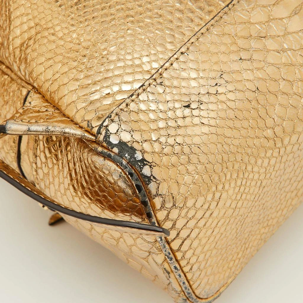 Michael Kors Michael Kors Metallic Gold Python Embossed Leather Small Rhea Backpack 15