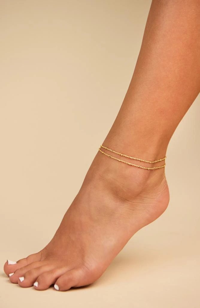 Sterling Forever Alison Layered Chain Anklet 2