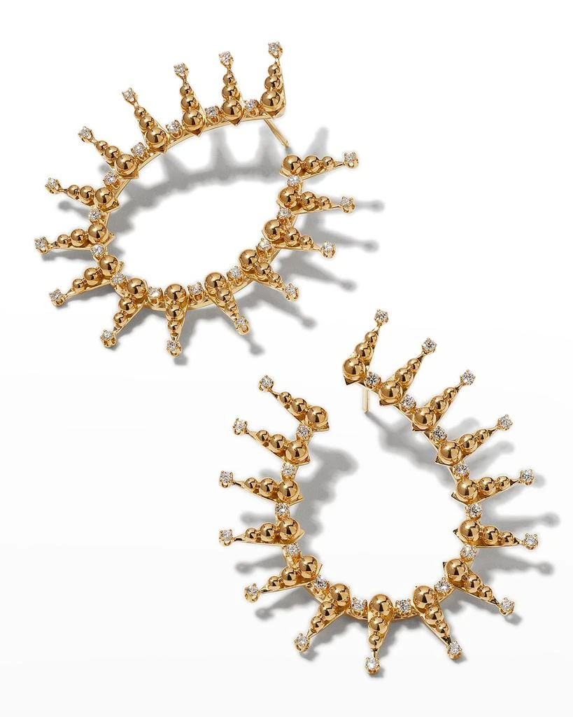Fern Freeman Jewelry 18k Granulated Diamond Spike U-Earrings 3