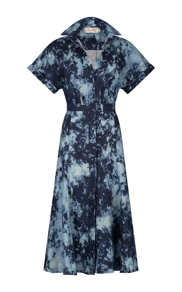 Silvia Tcherassi Silvia Tcherassi - Noor Printed Linen Midi Dress - Blue - XXS - Moda Operandi 1