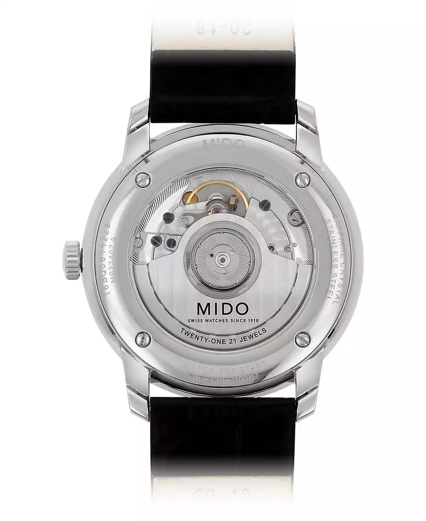 MIDO Men's Swiss Automatic Baroncelli III Heritage Black Leather Strap Watch 39mm 3
