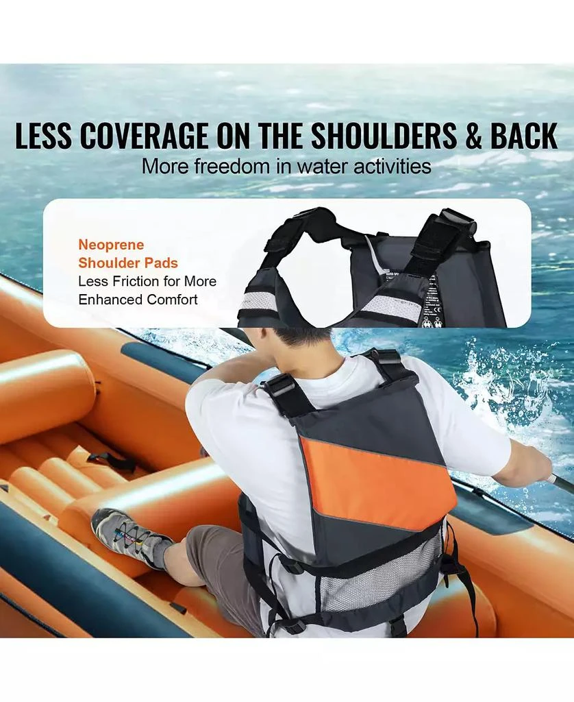 Mecale Life Vest for Watersports (PFD), Waterproof Nylon, 80N Buoyancy, Life Jacket for Fishing Kayaking Surfing, Men and Women 5