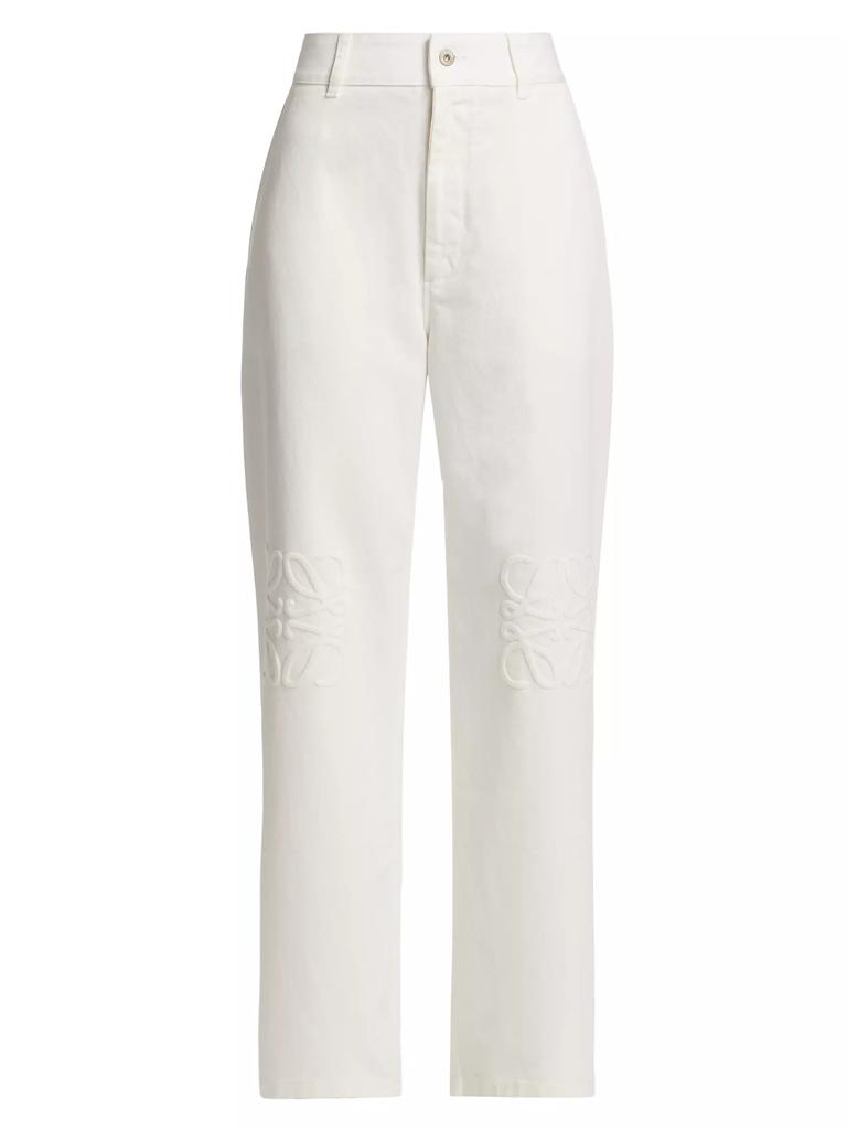 【LOEWE】 Anagram embroidered high-rise wide-leg jeans Loewe Anagram embroidered high-rise wide-leg jeans - Jeans