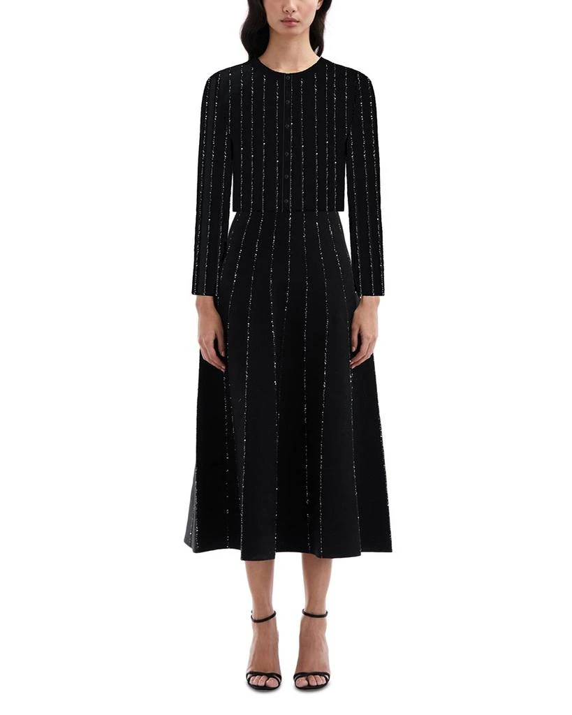 Oscar de la Renta Long Sleeve Micro Sequins Cardigan Sweater 1