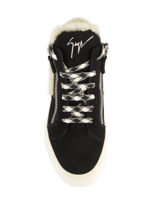Giuseppe Zanotti Shearling & Suede Mid-Top Sneakers 5