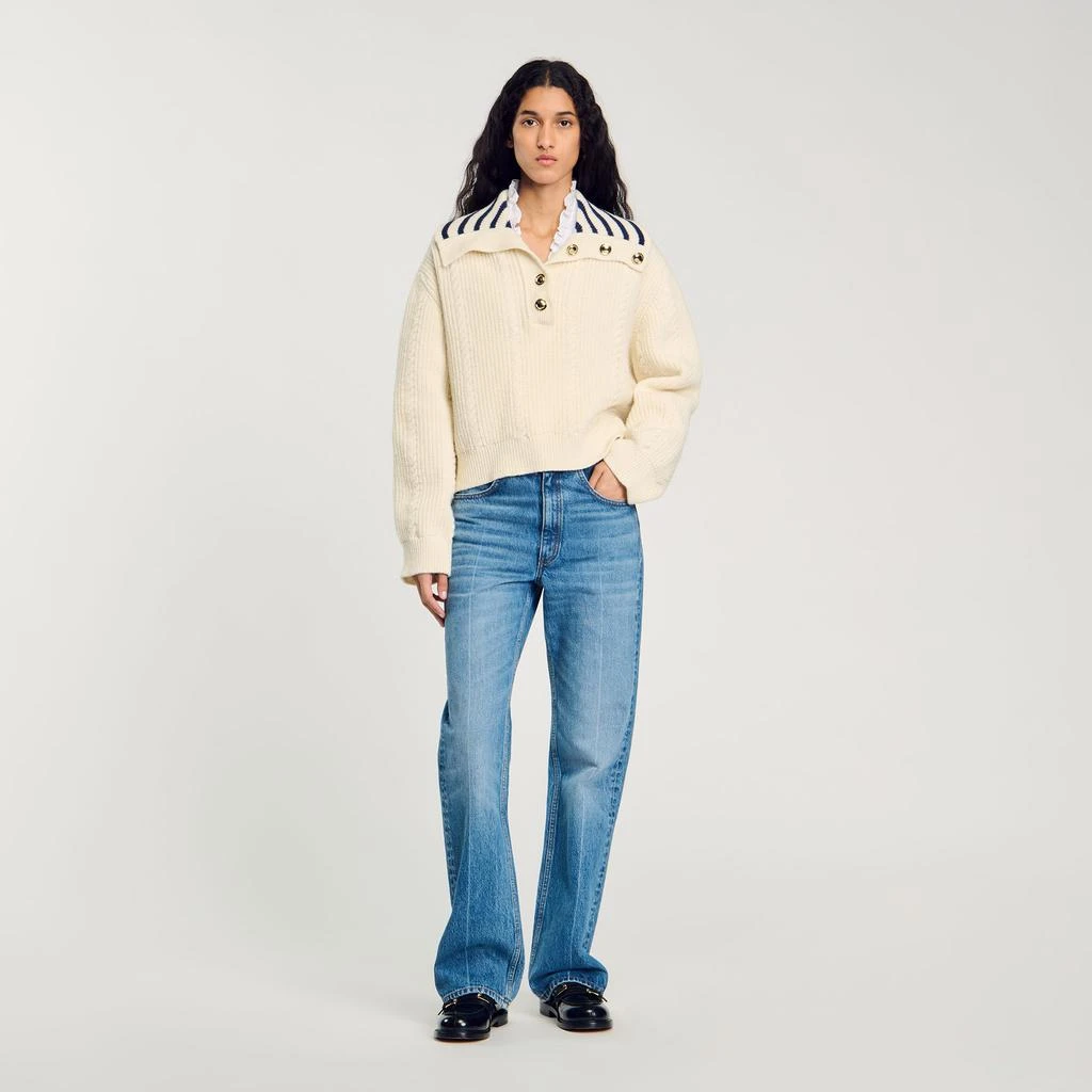 Sandro Stripy Sailor-Neck Sweater 1