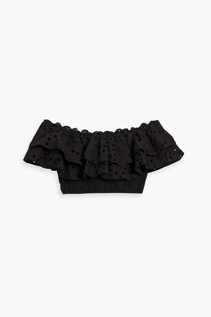 Charo Ruiz Ibiza Off-the-shoulder cropped broderie anglaise cotton-blend top