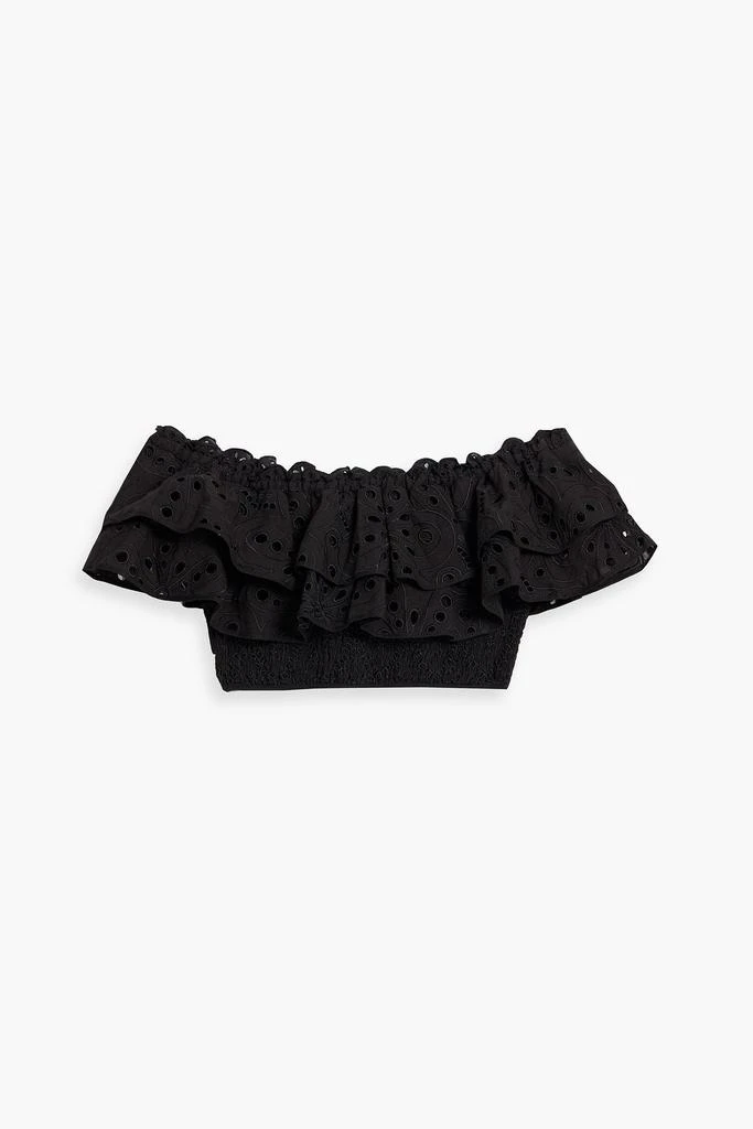 Charo Ruiz Ibiza Off-the-shoulder cropped broderie anglaise cotton-blend top 1