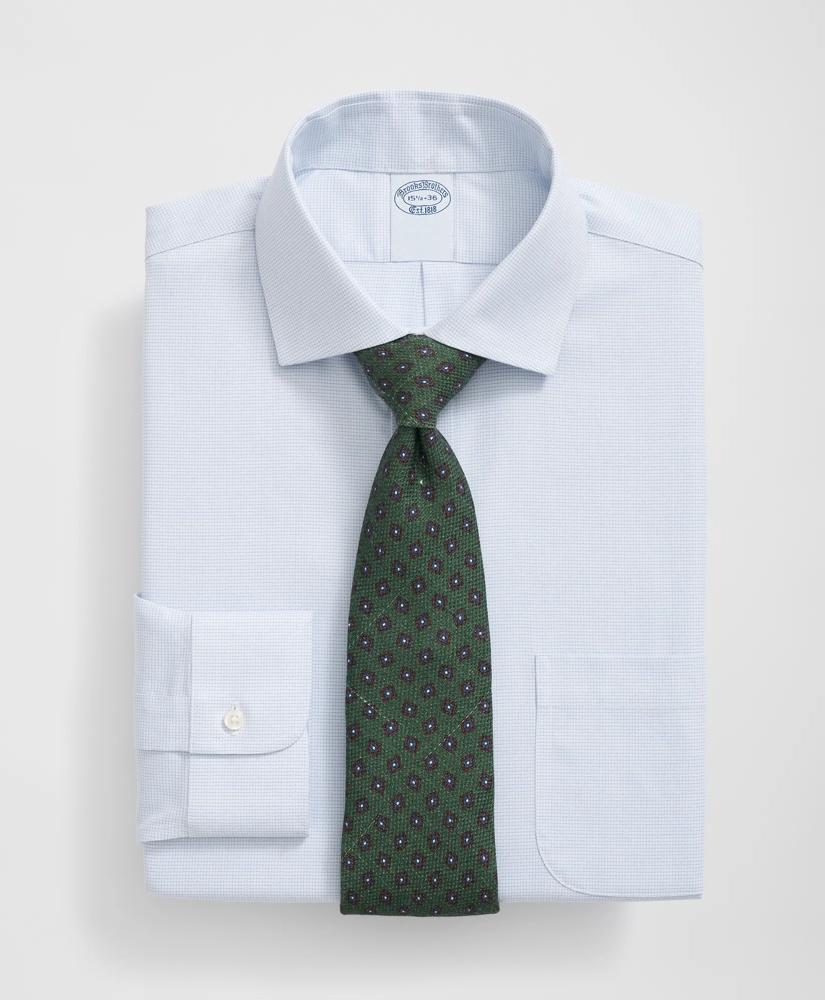 Brooks Brothers Stretch Supima® Cotton Non-Iron English Spread Collar, Micro-Grid Dress Shirt