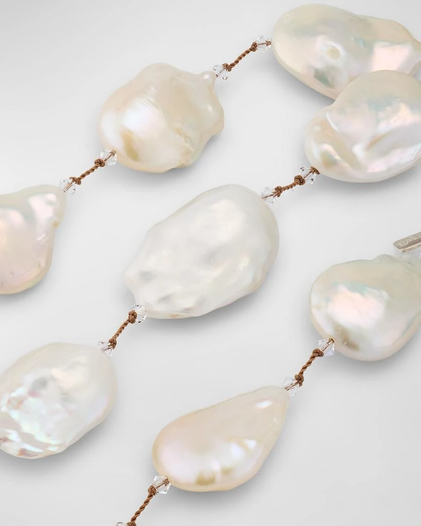 Margo Morrison Large White Freshwater Coin Pearl Necklace with Sterling Silver 3