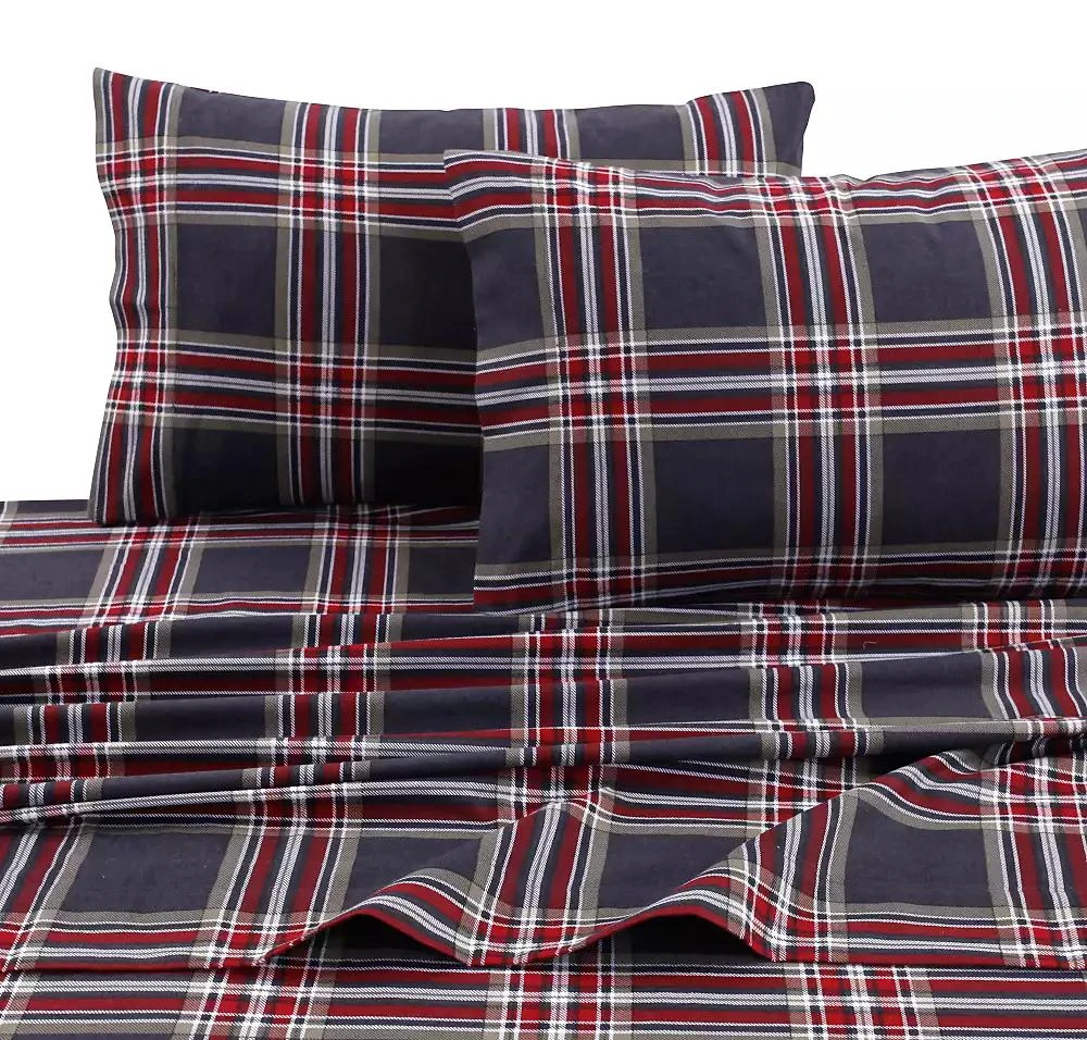 Tribeca Living Heritage Plaid 5-ounce Flannel Printed Extra Deep Pocket Sheet Set, Twin