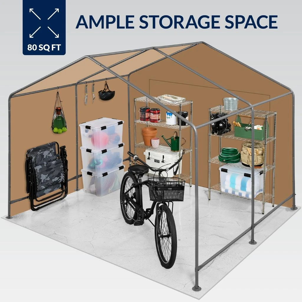 Best Choice Products 10x8ft Outdoor Fabric Storage Shed, Steel Frame, Dual Zipper Doors, Window 3