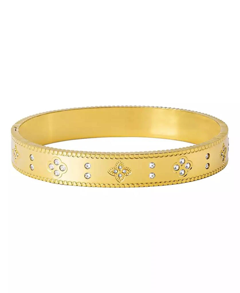 ADORNIA Tarnish Resistant Gold Clover Bangle Bracelet