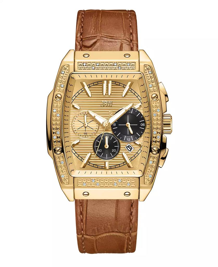 Jbw Men's Echelon Chronograph Brown Genuine Calf Leather Watch