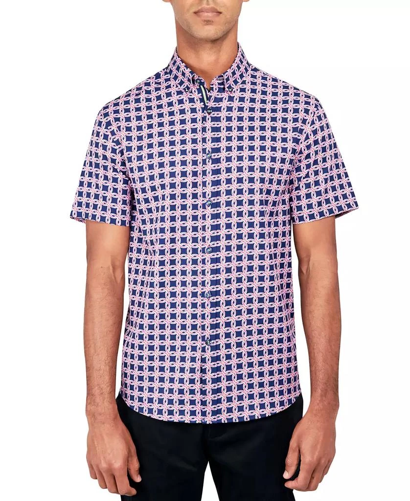 Society of Threads Men's Regular-Fit Non-Iron Performance Stretch Linked Circle-Print Button-Down Shirt 1