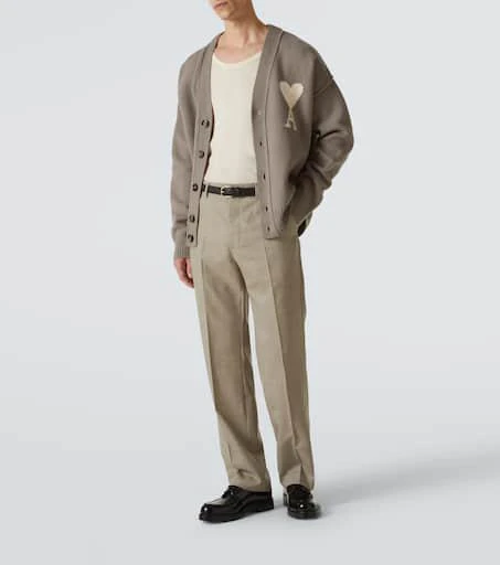 AMI Virgin wool canvas straight pants 2