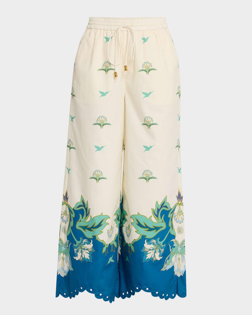 Mestiza New York Cortez Embroidered Wide-Leg Cotton Pants