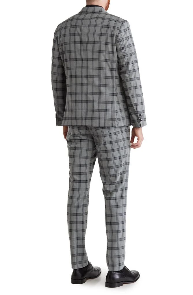 SAVILE ROW CO Grey Plaid Two Button Peak Lapel Suit 2