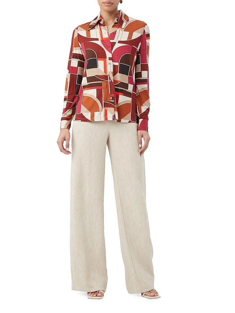 Trina Turk Radio City Geometric Jersey Long-Sleeve Shirt 2