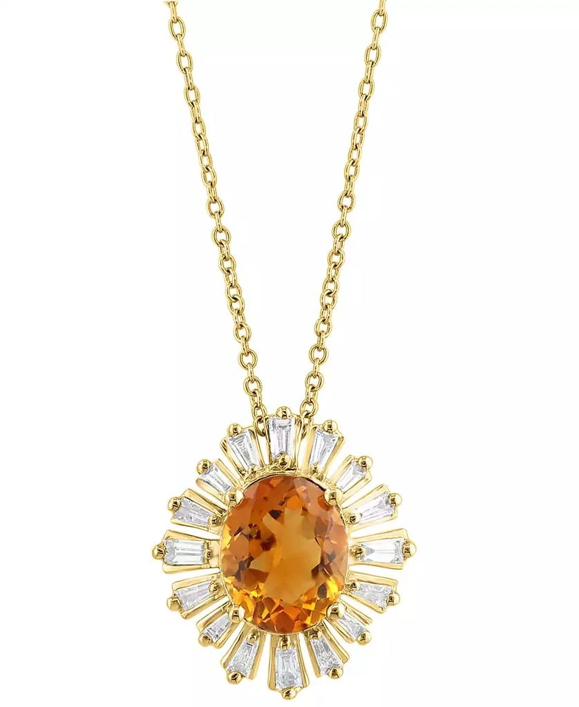 Effy EFFY® Citrine (2 ct. t.w.) & Diamond (3/8 ct. t.w.) 18" Pendant Necklace in 14k Gold 3
