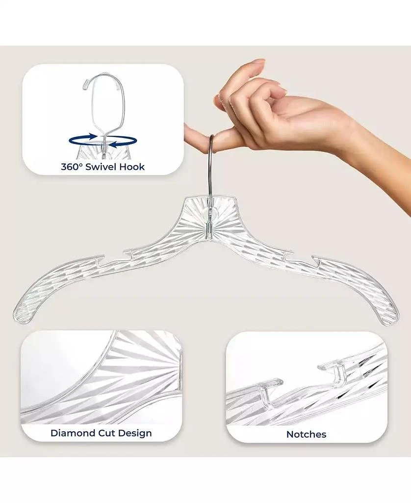 SereneLife 12 Pcs. Clear Plastic Hangers – Non-Slip, Crystal-Cut, Durable 
Space-Saving Invisible Hangers for Suits 
Clothing (Transparent) 7