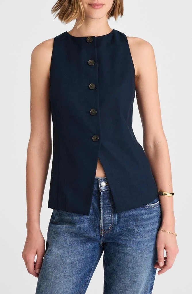 Madewell Crewneck Cutaway Drapey Twill Vest