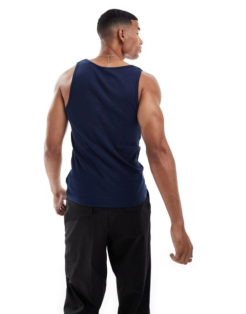ASOS ASOS DESIGN essential muscle fit rib vest in navy 4