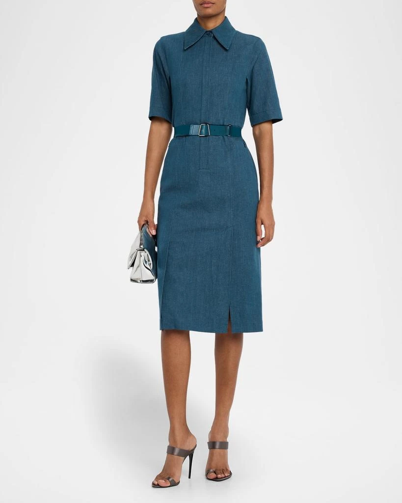 Akris Belted Stretch Cotton Denim Shirtdress 4
