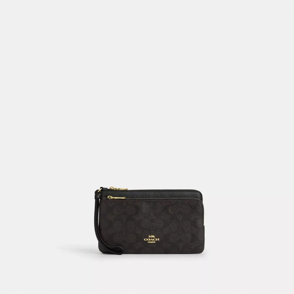 Coach Double Zip Wallet In Signature Canvas 1