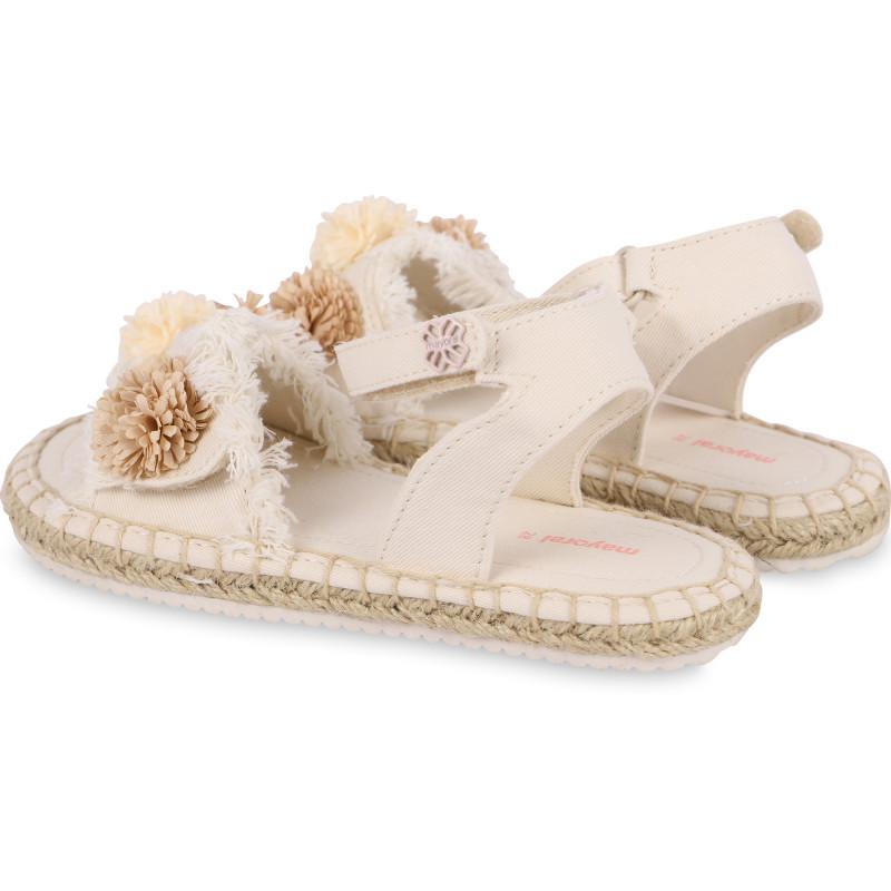 Mayoral Pom poms detailing velcro strap sandals in off white
