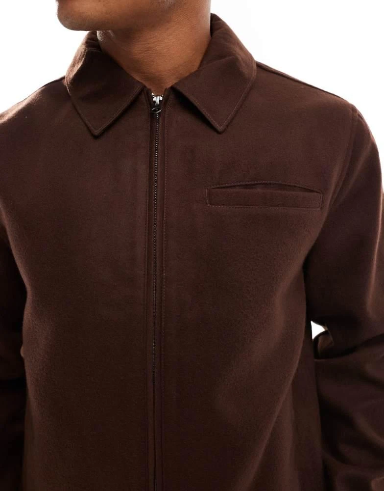ASOS ASOS DESIGN wool look harrington  jacket in brown 4