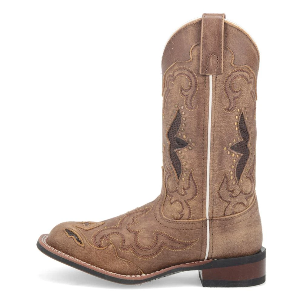 Laredo Spellbound Studded Tooled Inlay Embroidered Square Toe Cowboy Boots 3