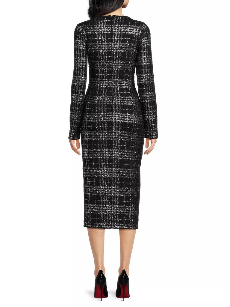 Black Halo Mae Metallic Plaid Midi-Dress 5