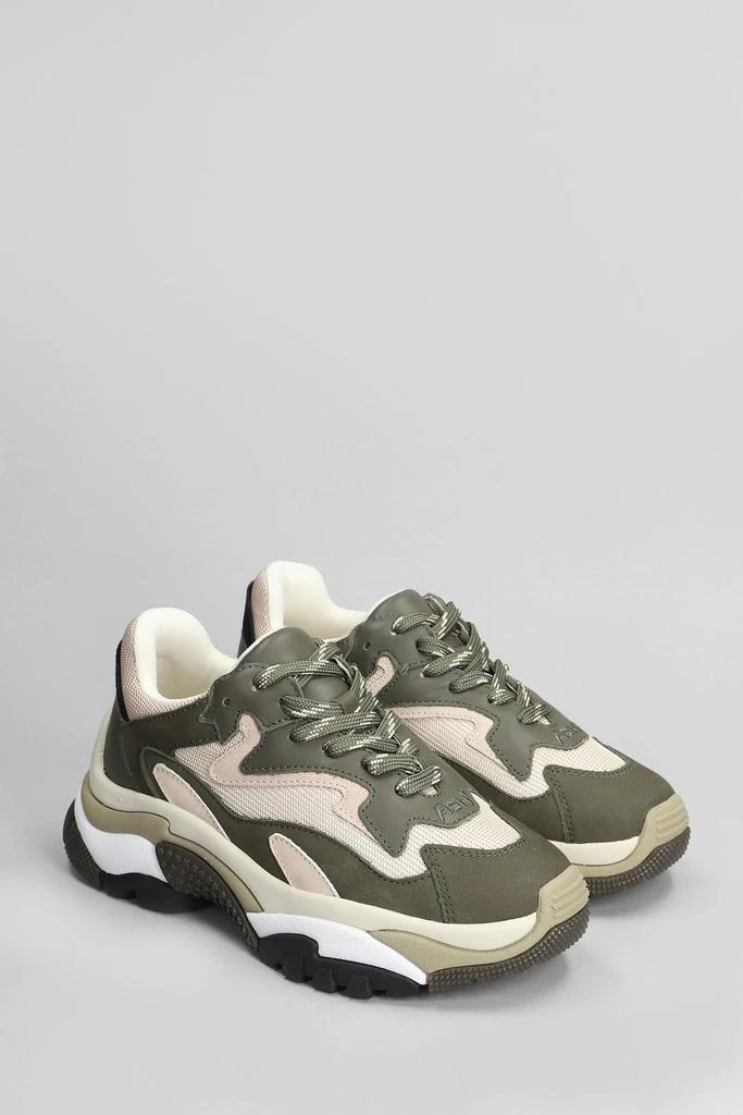Ash Addict Sneakers In Green Leather And Fabric 2