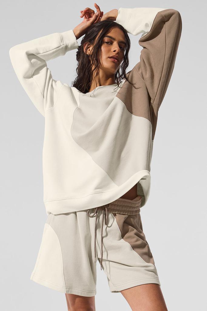 Alo Make Waves Crew Neck Pullover - Ivory/Bone/Gravel