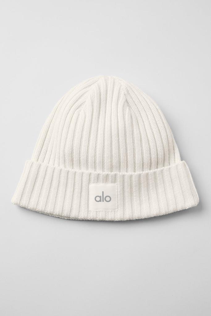 Alo Yoga Cashmere Blend Rib Beanie - Ivory