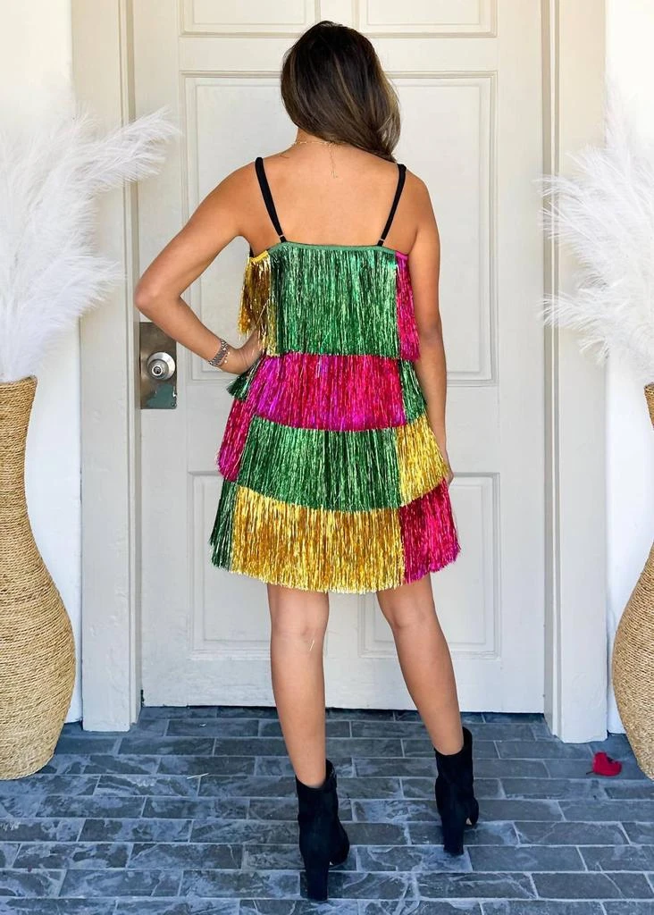 Why Dress Mardi Gras Tinsel Dress In Multi Color 3