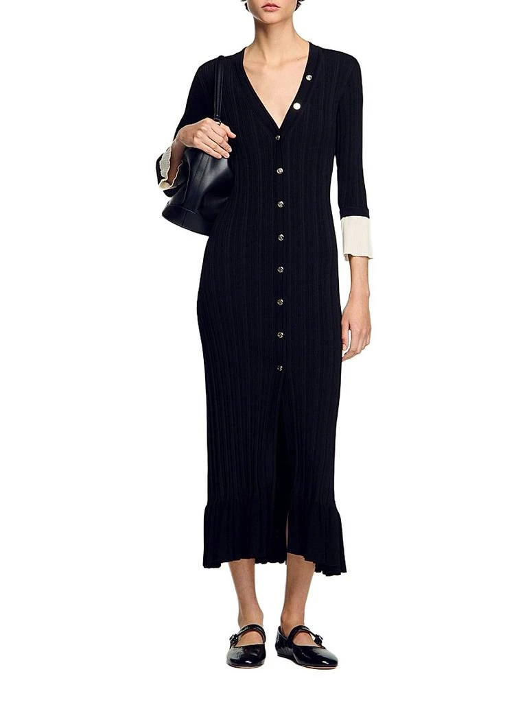 Sandro Two-Tone Knit Midi Dress 6
